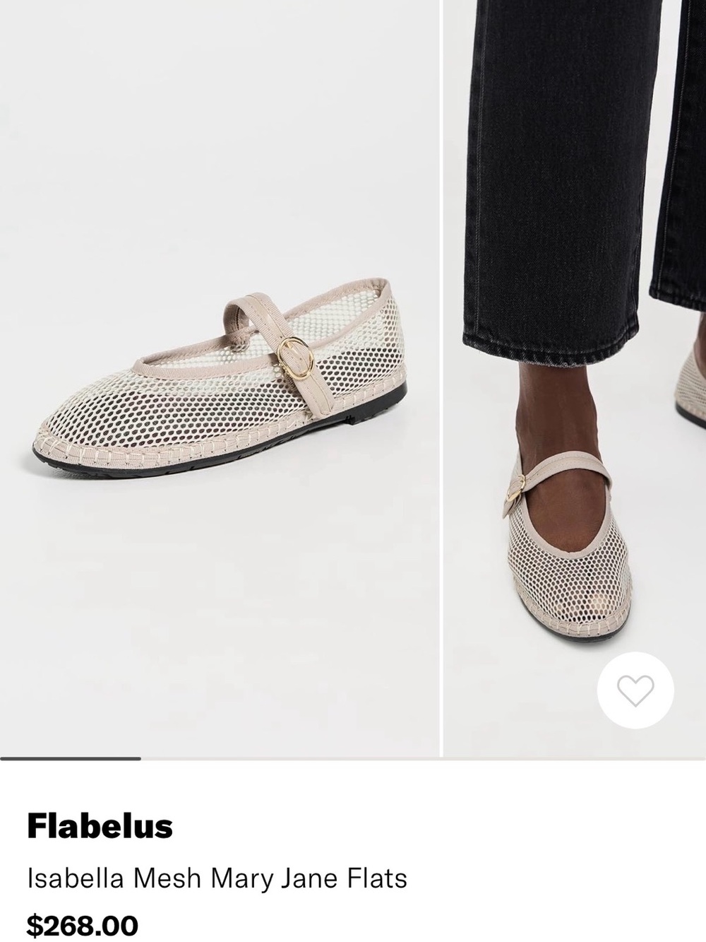 Flabelus Isabella Mesh Mary Jane Flats in Beige
